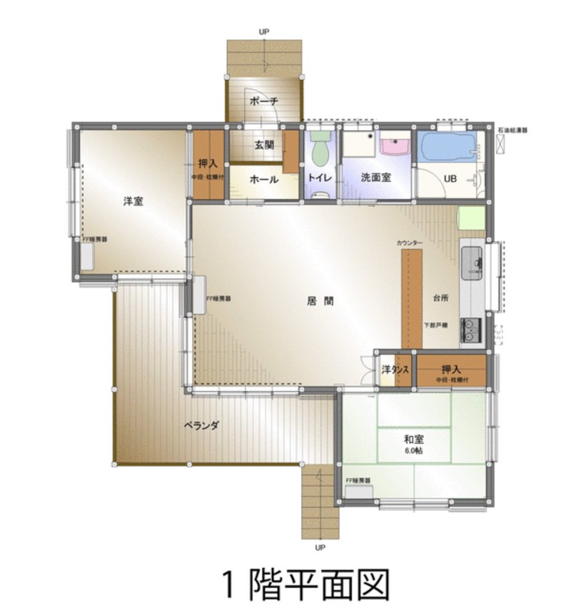 飯綱町川上の平屋2LDKの間取図